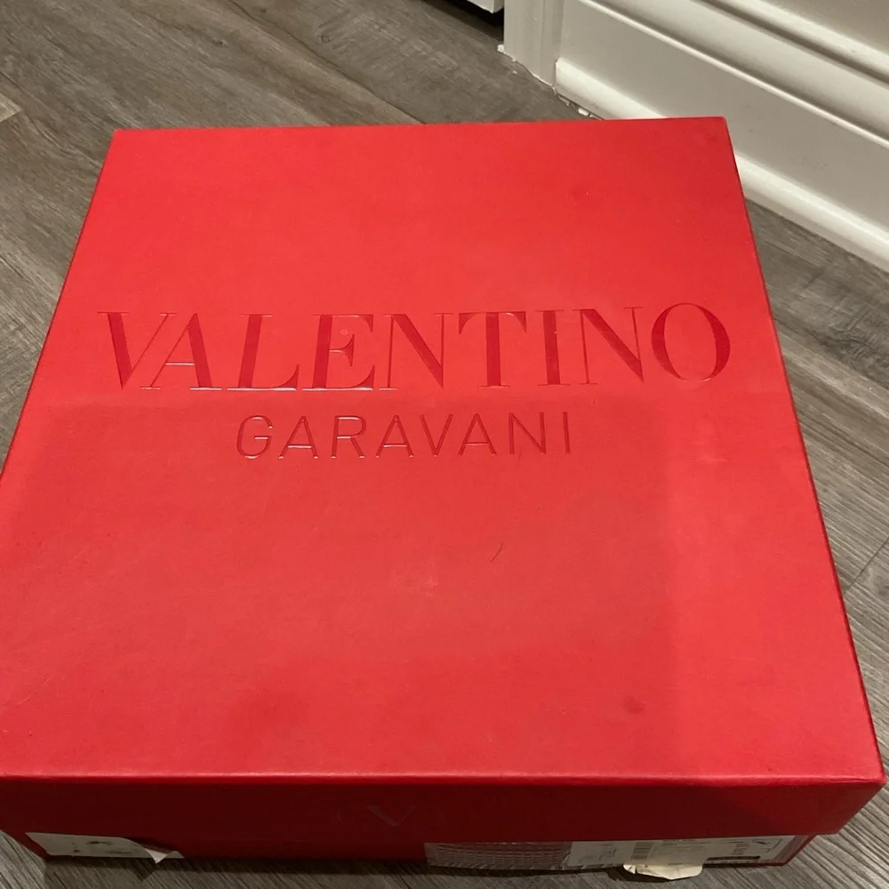 Valentino Garavani Logo Neutral Tan Go Patent Leather Sandal Platforms